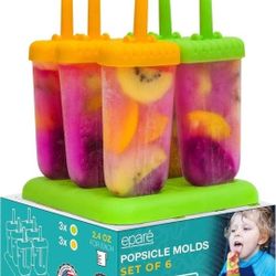 NEW! Eparé Popsicle Molds Set of 6 - BPA Free - Easy Release Ice Pop Mold - Reusable