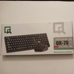 Wired Keyboard And Optical Mouse QR-70 New