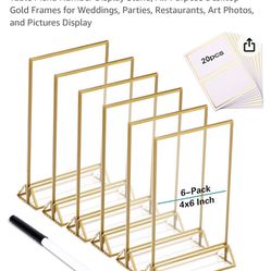 6 Pack Gold frames 4.6” Wedding Event Table Numbers 