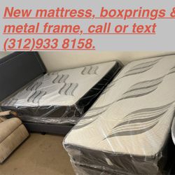 New Mattress, Boxprings And Metal Frame, All Sizes Available New In Plastic. Twin Mattress At $99, Hablamos Espanol.