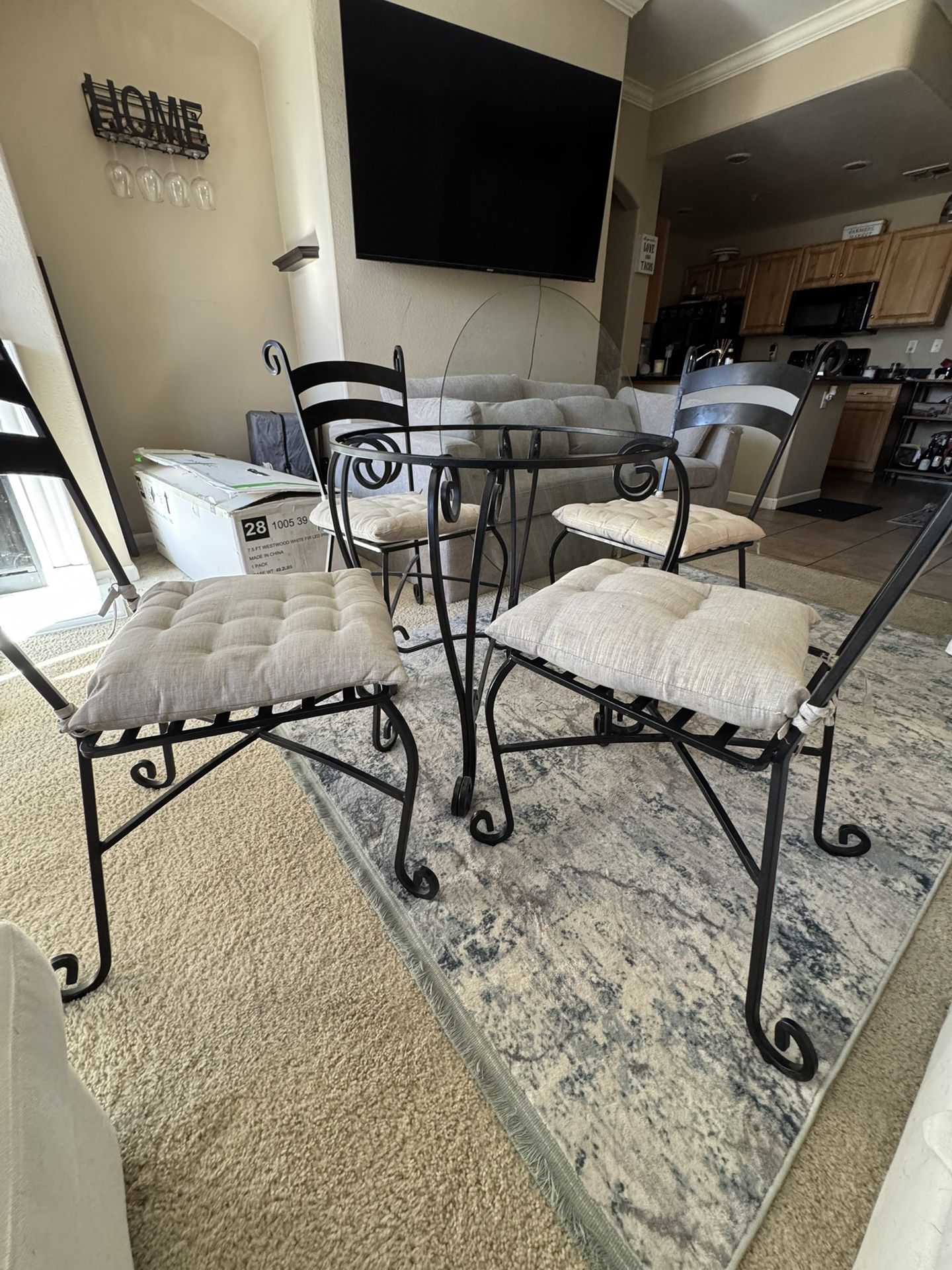 Wrought Iron Glass Table Set