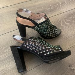 Heels with colored rhinestones available in 2 sizes