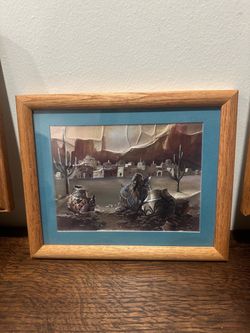 Framed Southwest Pueblo and Native American Portrait Art Set