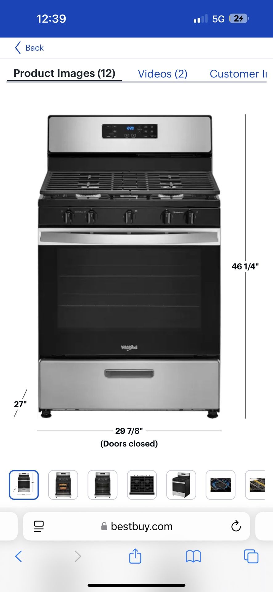 Whirlpool Gas Range Stove (BRANDNEW STILL IN BOX)