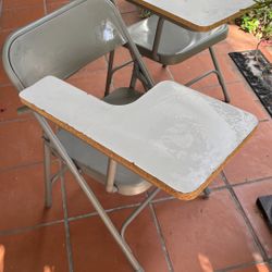 two folding chair desks Belnick gray metal and white