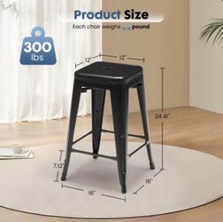New 4-Pack 24” Counter Height Bar Stools – Black Metal