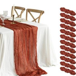 10 ft. Terracotta Cheesecloth Table Runner Boho Gauze Rustic Sheer New (12 pack)