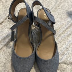 Denim wedge heel