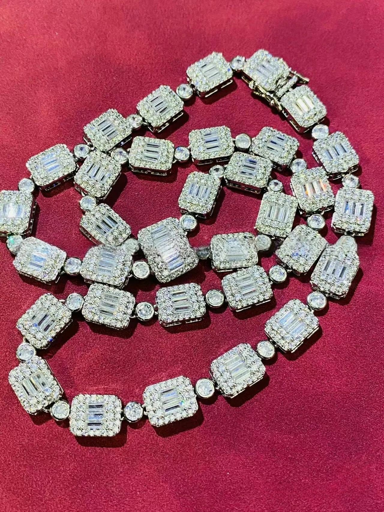 Ice chain with rock candy necklace 10*8mm mixed with zircon necklace