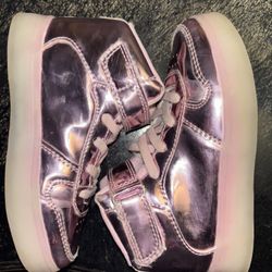 Youth Size 10.5 Metallic  Pink High top Sneakers 