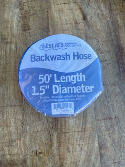 Leslie's Pool Supplies Backwash Hose 50 feet in length with a 1.5-inch diameter.