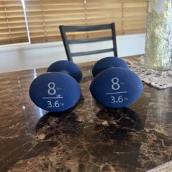 Pair Of 8 Lb Neoprene Coated Dumbbells 