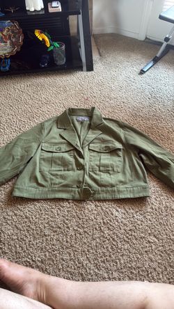Olive Green Cropped Utility Jacket