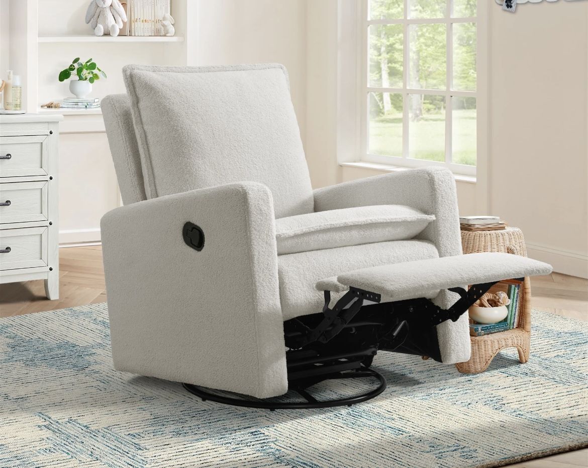 BRAND NEW - Soho Baby Coventry Glider Recliner Boucle - White