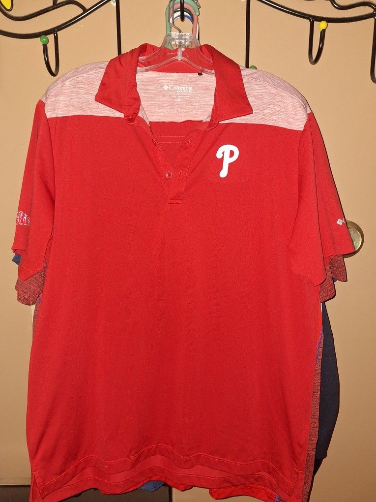 Men's Philadelphia Phillies Columbia Red Utility Polo size Large $45