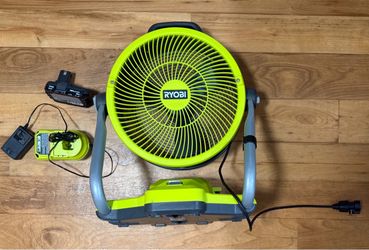 Shop RYOBI ONE+ 18V Cordless Hybrid WHISPER SERIES 12 in. Misting Air Cannon Fan Kit with 2.0 Ah Battery and Charger