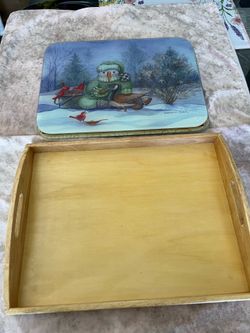 Set of 5 Wooden Serving Trays with Handles.