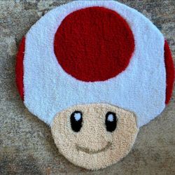 Custom Handmade Toad Mario Bros Video Game Console Collectibles Collector Retro Home Game Room Floor Mat Tufted Carpet Decor 