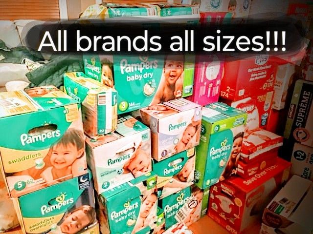 Diapers All Sizes Multiple Popular Brands