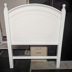 Dania White Twin Headboard with Metal Bed Frame