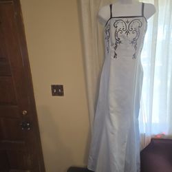 Windsor Mermaid Dress Light Blue And Black Scroll