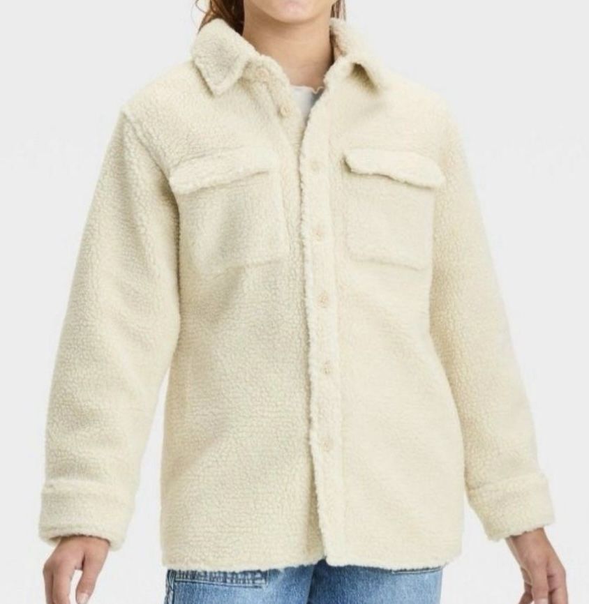 Ivory Art Class Sherpa Jacket Size L 10/12