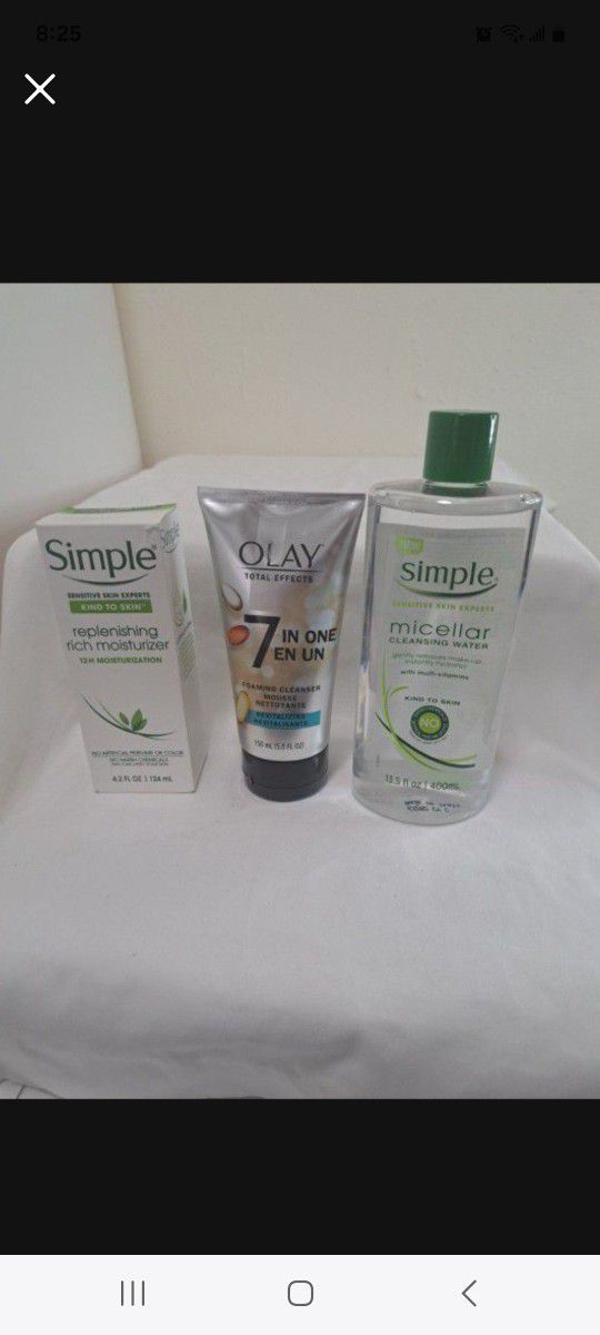 Skin Care-Olay 7 In One Foam Cleanser, Simple Micellar Water & Simple  Rich Moisturizer 