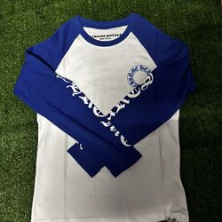 Blue and white chrome heart long sleeve