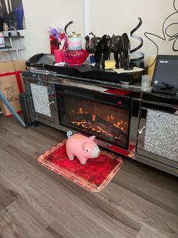 Electric mirror fireplace