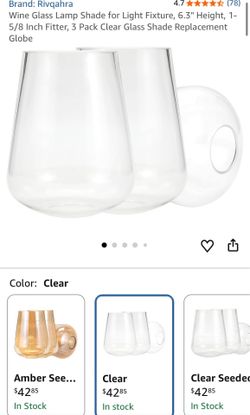 Brand: Rivqahra   Wine Glass Lamp Shade for Light Fixture, 6.3" Height, 1- 5/8 Inch Fitter, 3 Pack Clear Glass Shade Replacement Globe