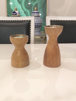 2 Wooden Candle Holders. New with tags.