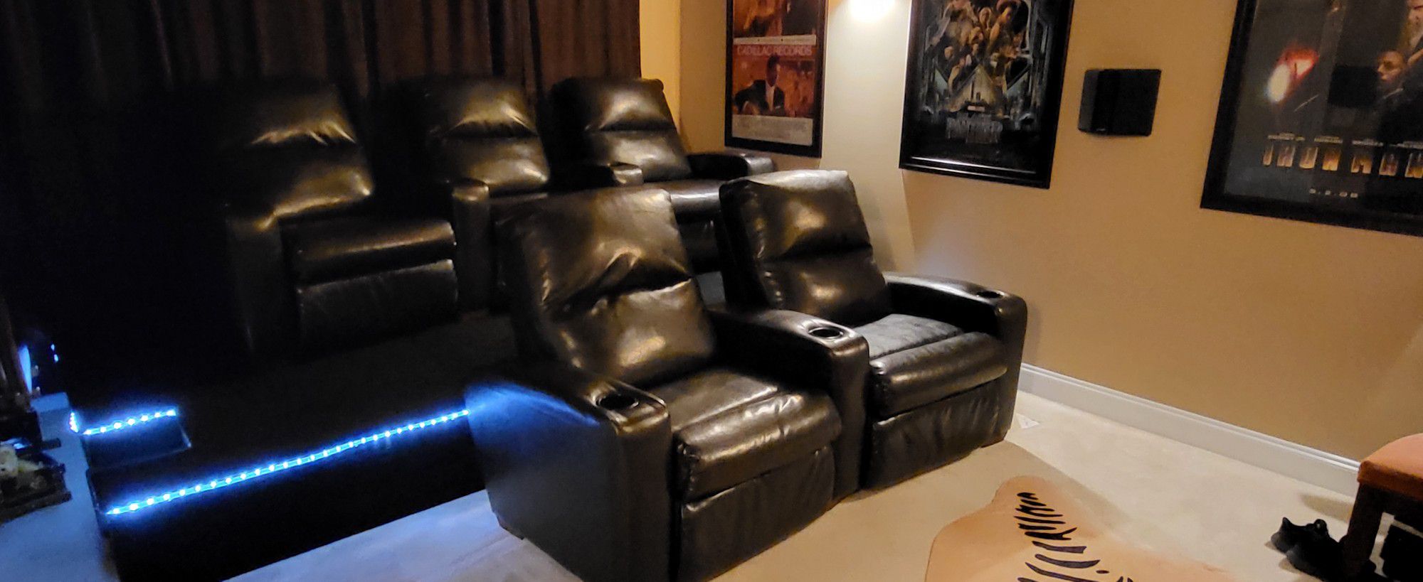 2 Seat + 3 Seat CURVED Row Home Theater Recliner