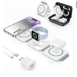 3 in 1 Charging Station for Apple,Magnetic Foldable Charger for Travel,Wireless Charger Pad for iPhoneん