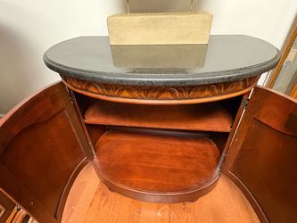 Demilune stone top accent table