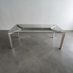 Metra Floating Glass Dining Table by Makio Hasuike for Seccose, Italy, circa 1990s