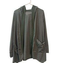 Cuddle Duds Women’s Cardigan Green Stripe Small