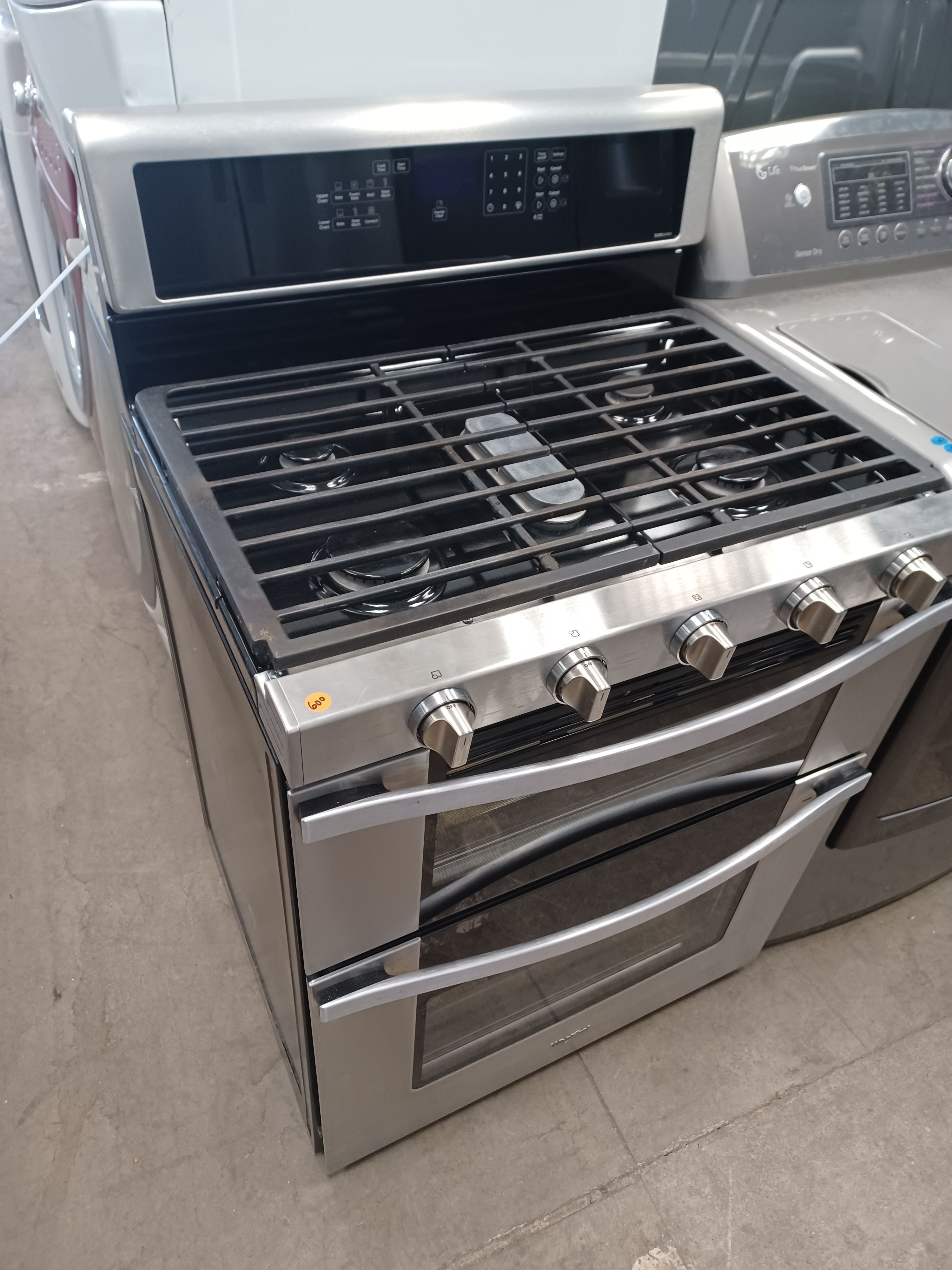 WHIRLPOOL STAINLESS STEEL GAS STOVE DOUBLE OVEN