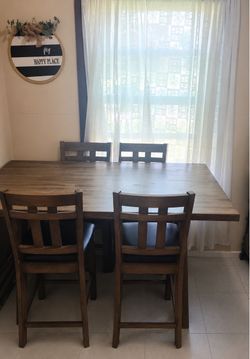 Wood Counter Height Dining Table with 4 Chairs