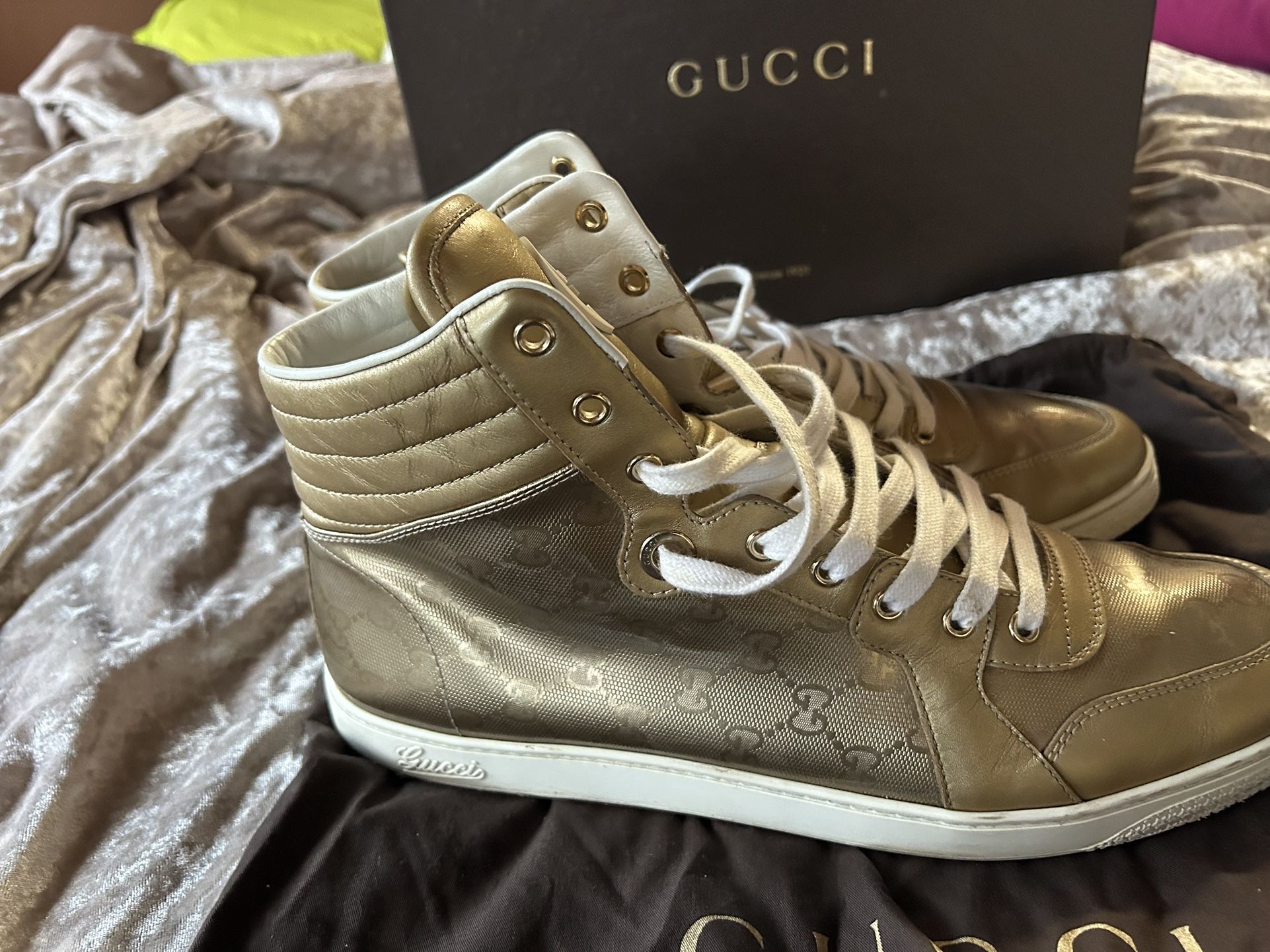 Authentic, Gold High Top Gucci