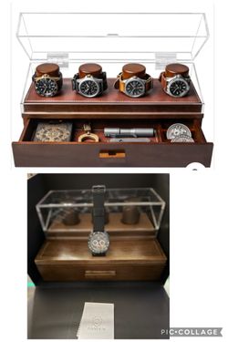 Wooden Watch display with watch