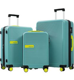 Merax Luggage Sets 3 Piece with TSA Lock Light Weight Hardside Expandable Spinner Suitcase Set, Teal Blue