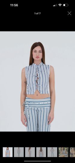 Striped Tie Up Vest Top 