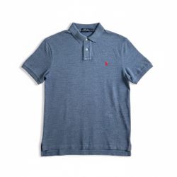 Polo Ralph Lauren Solid Navy Blue Polo Shirt With Small Red Logo