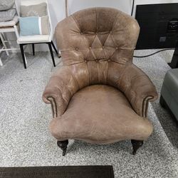 Distressed Leather Slipper Chair