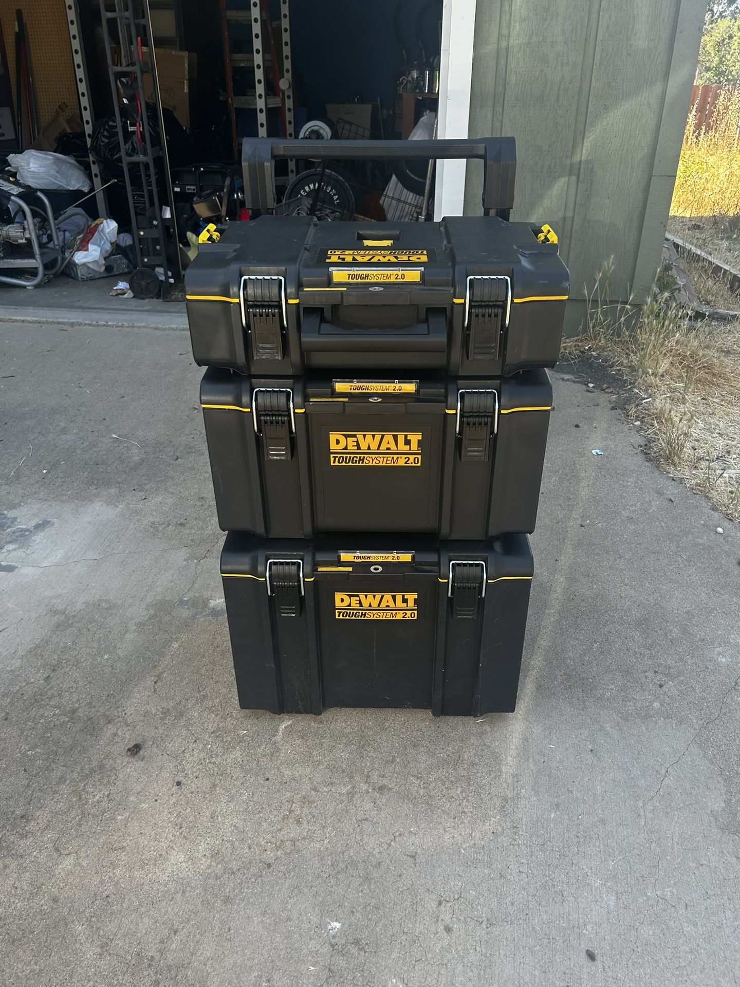 NEW DEWALT  TOUGHSYSTEM 2.0 includes Med. Flat Box, Lg Box, &  Cart W/ Box