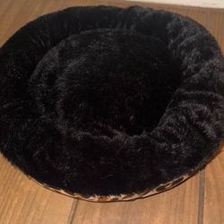 Leopard Print Cat Or Small Dog Bed - Black and Brown
