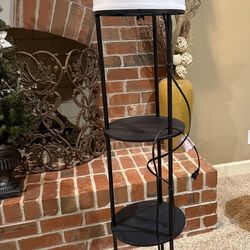 Modern Black Floor Lamp with 3 Shelves – Tall Display Lamp