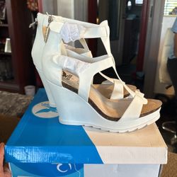 White Wedge Heels