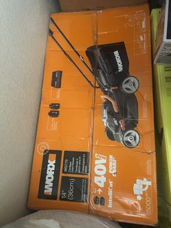 WORX Power Share 40-volt, 17-in Push Walk Mower with (2 x 20-volt) 4 Ah Batteries
