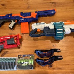 NERF guns, NERF darts and NERF goggles